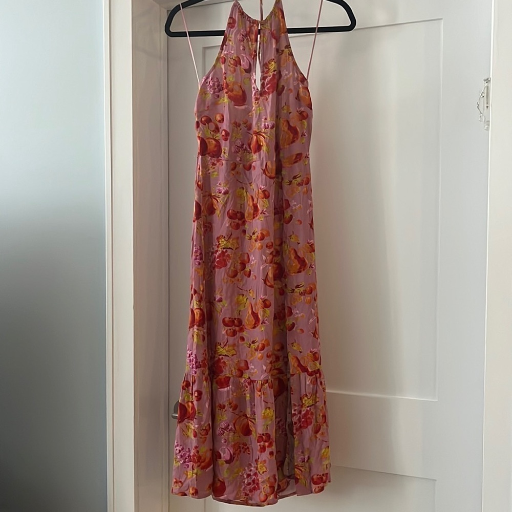 PAIGE pink foxglove ambrosia fruit midi dress size small